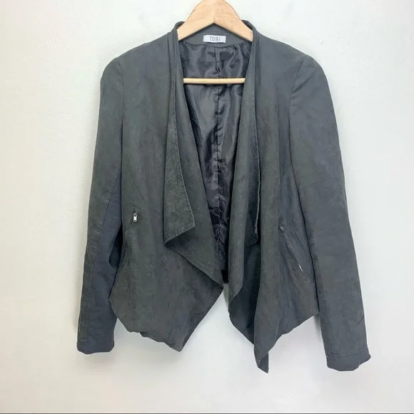 Tobi Jackets Coats Tobi Open Front Faux Leather Jacket Size S Poshmark